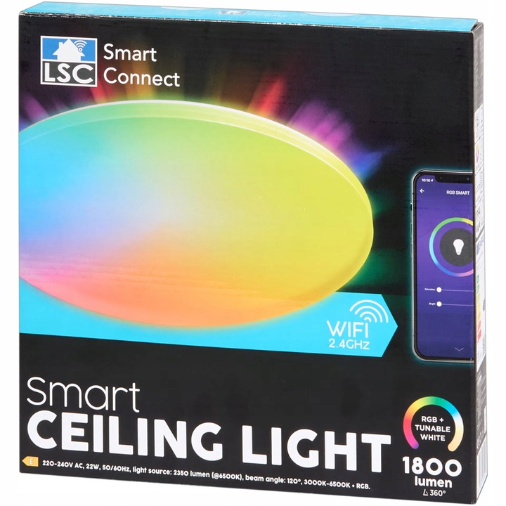 Плафониера LED LSC Smart Connect 29 см 22 W, 1800 лумена, WiFi