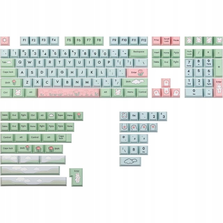 Tastatura mecanica Epomaker Alice's Adventure, 156 capace PBT Cherry, multicolor