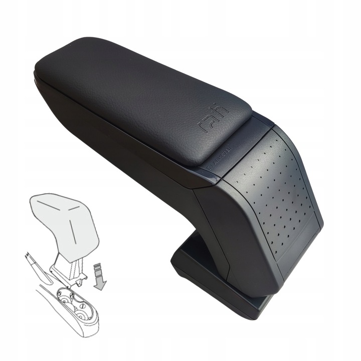 Podlokietnik auto RATI pentru Fiat 500, 2016-, negru, cu suport pentru obiecte, set montaj inclus