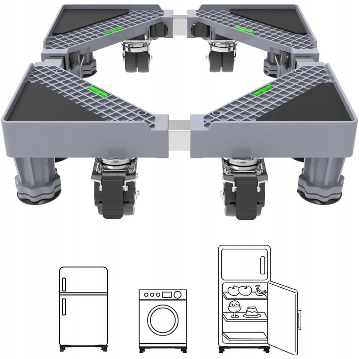 Suport tip carucior pentru masini de spalat, 300 kg, 41,5-65 cm, 9-12 cm, cu roti blocate