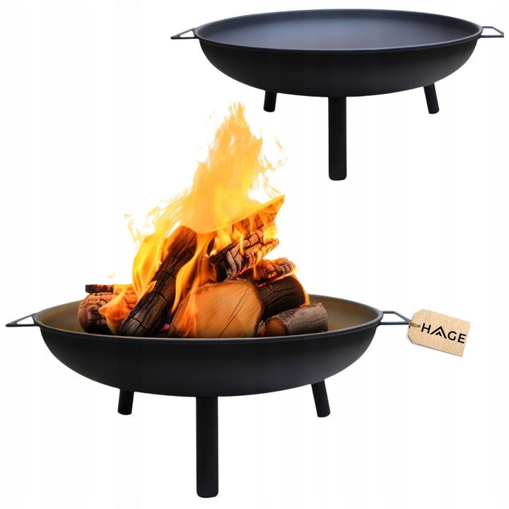 Palenisko gradina, 60 cm, otel negru, mobil, multifunctional