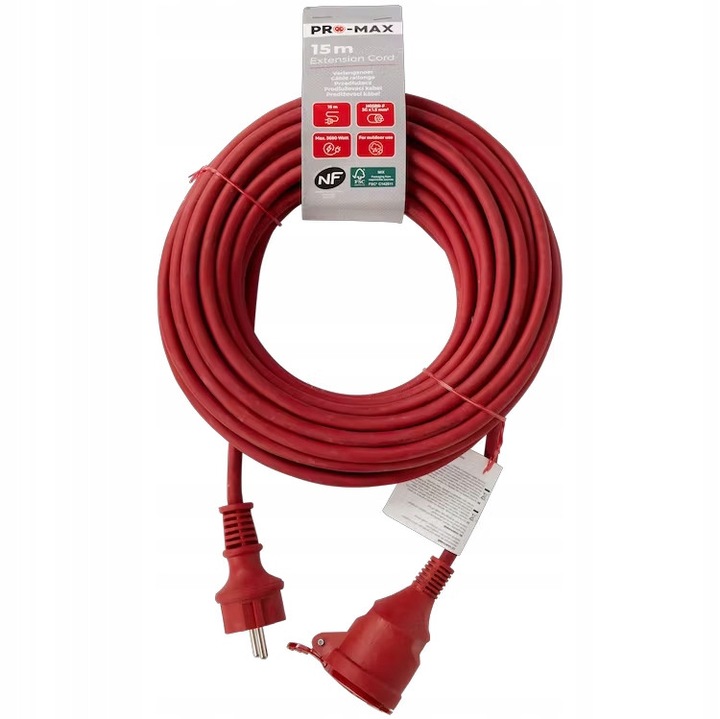 Prelungitor exterior Pro-max 15m, rezistent la intemperii, alb