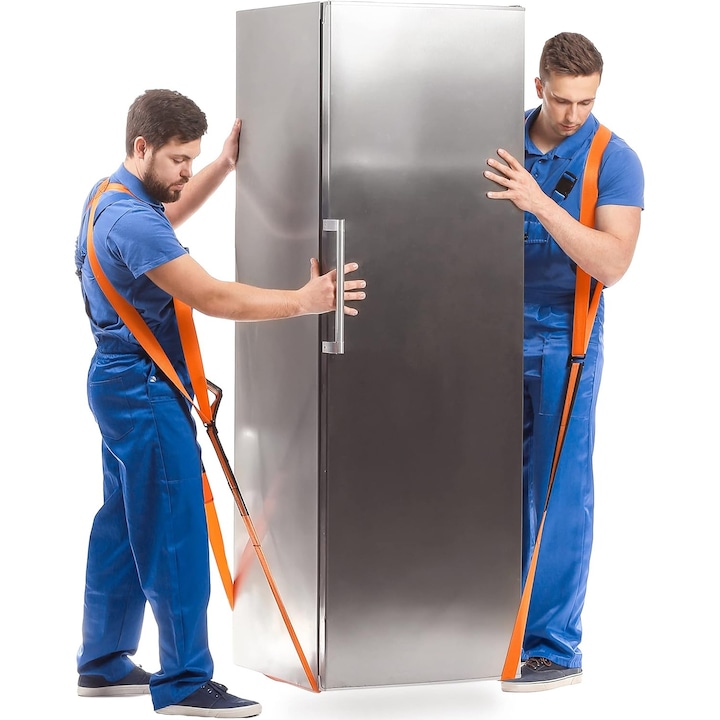 Set 2 chingi transport mobila 2.7 m lungime, hamuri ergonomice pentru mutat obiecte grele pana la 1000kg, portocaliu