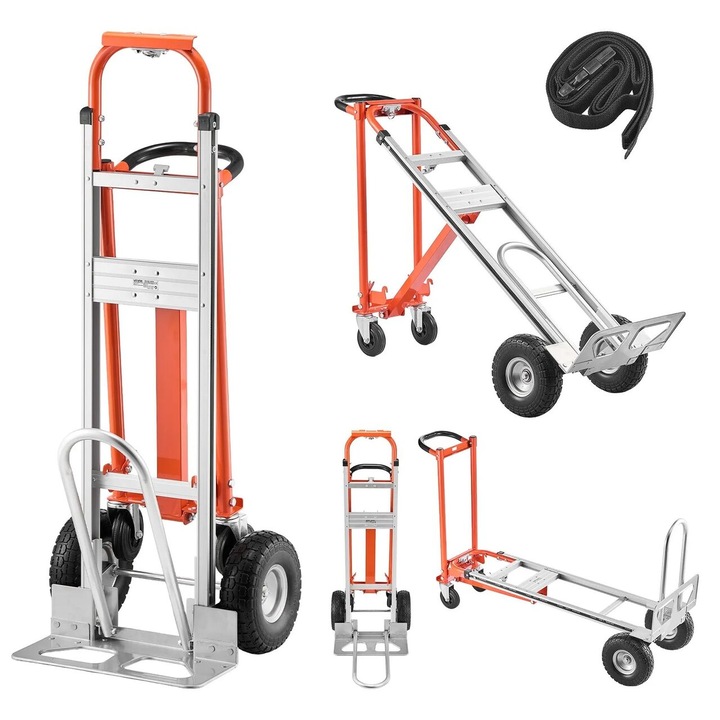 Carucior marfa 4 in 1, Capacitate max 454 kg, Greutate 17 Kg, Aluminiu, Pliabil, 4 x Roti