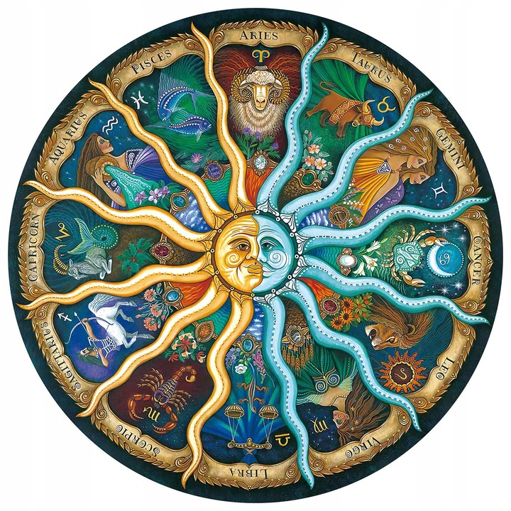 Kerek puzzle 1000 darabos, 67,5x67,5cm, élénk színek