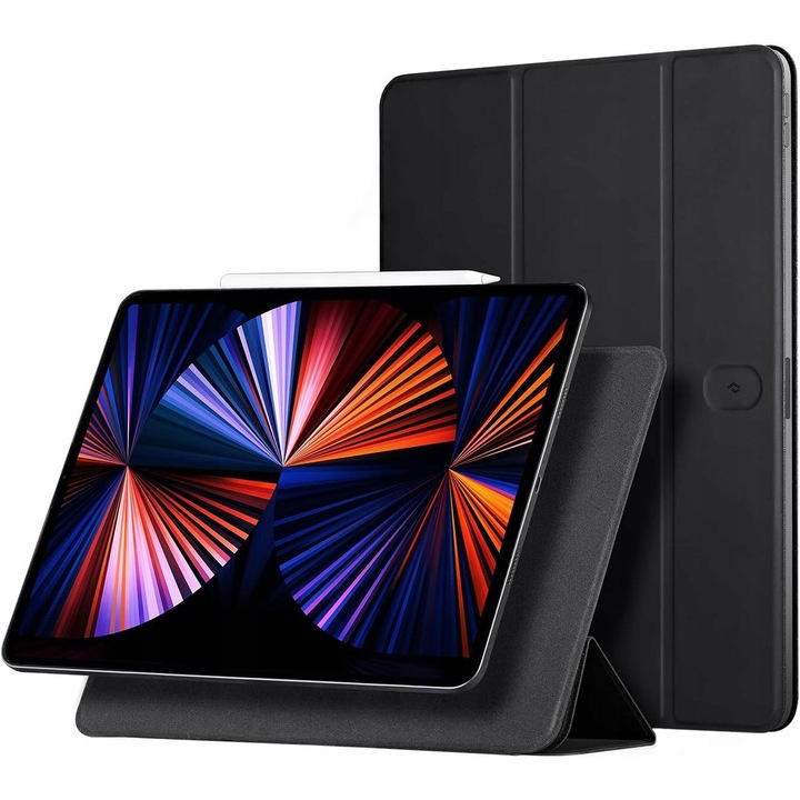 Etui magnetic pentru iPad Pro 12.9", Pitaka, aramid, negru, incarcare wireless, 2021/2022