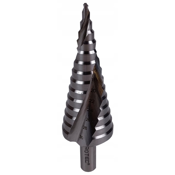 Set wiertlo stopniowe HSS 4-30 mm pentru metal, 14 trepte, 100 mm