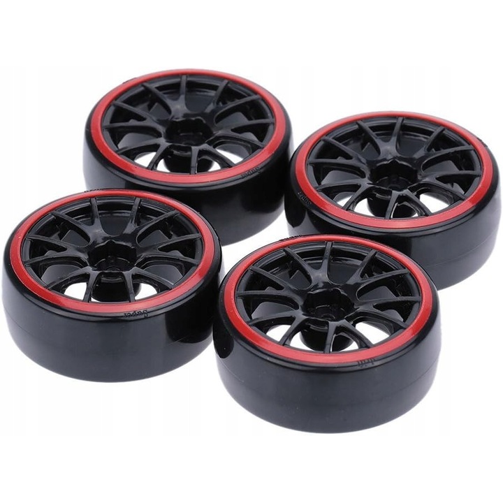 Комплект 4 колела за RC кола, 1/10, черни, 45x64мм