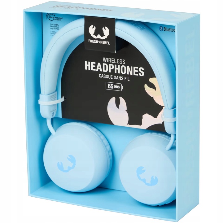 Casti wireless Fresh 'n Rebel BITS'N BITES, Bluetooth 6.0, 65 ore autonomie, albastru, on-ear, microfon incorporat