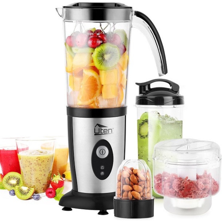 Блендер Uten Smoothie 5 в 1, 220W, 2 ножа, преносим, без BPA, сребрист