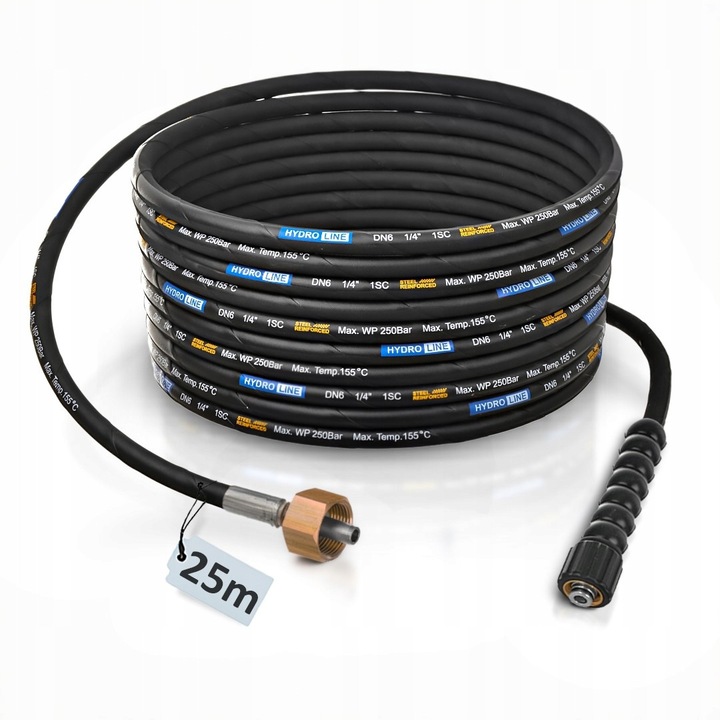 Маркуч 25м, 250BAR, M22x1,5, съвместим с уреди за миене Kranzle
