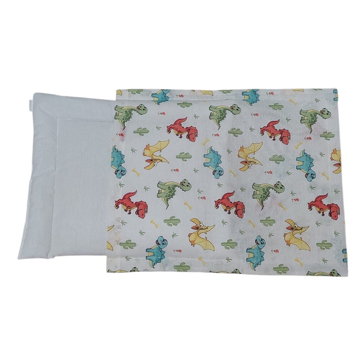 Perne copii - Set perne bebelusi Albatex Home, 30x40x2 cm, 1 perna plata + 1 husa, bumbac, alb