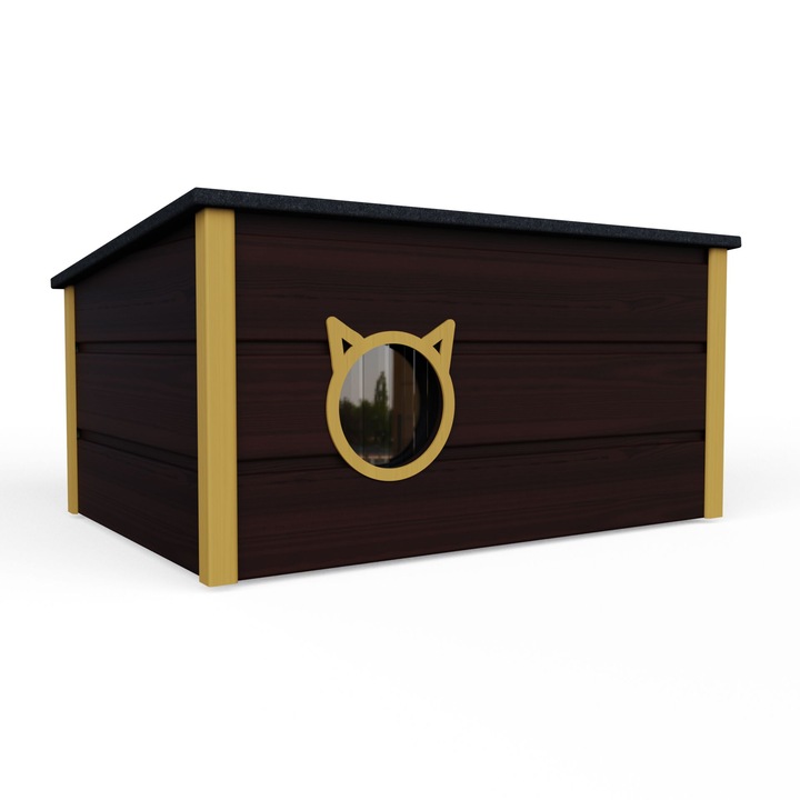 Chill XXL hőszigetelt Macskaház hővédő ajtóval - vörösfenyő-tikfa