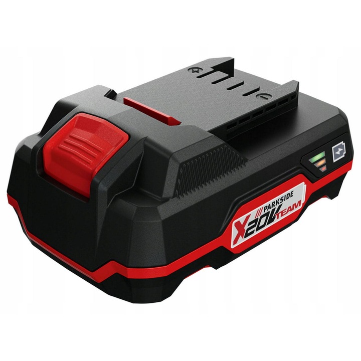 Akumulator Li-Ion 20 V 2Ah Parkside, indicator nivel incarcare, functie de echilibrare a celulelor, set