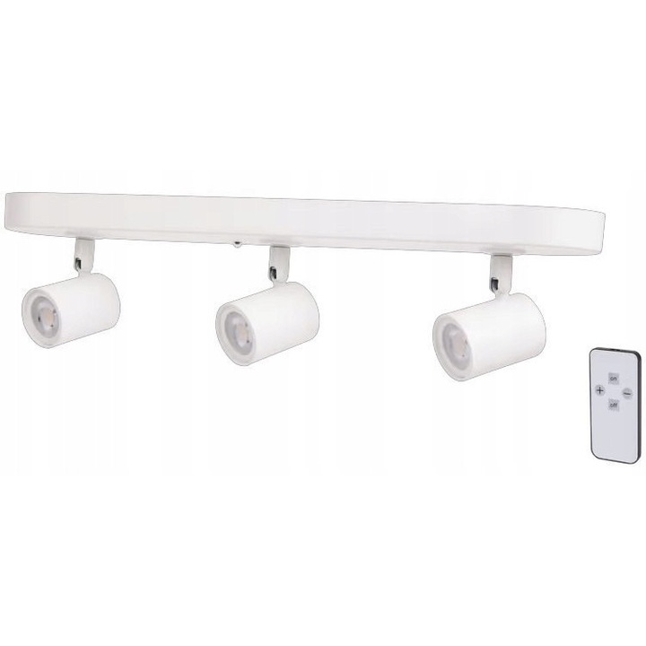 Плафониера LED 3x345lm, бяла, с 3 рефлектора, топла светлина, с дистанционно управление