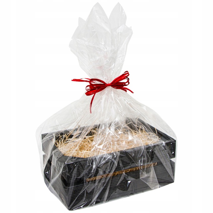 Дървена подаръчна кошница 30x20x12 см, с пълнеж от дървесна вата, пълен комплект