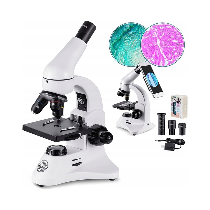 Оптичен микроскоп 100x-2000x, 2000x, ергономичен, пълни аксесоари, за деца и начинаещи