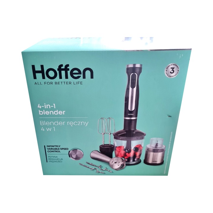 Blender Hoffen HB-5512, 1200W, negru, set cu accesorii