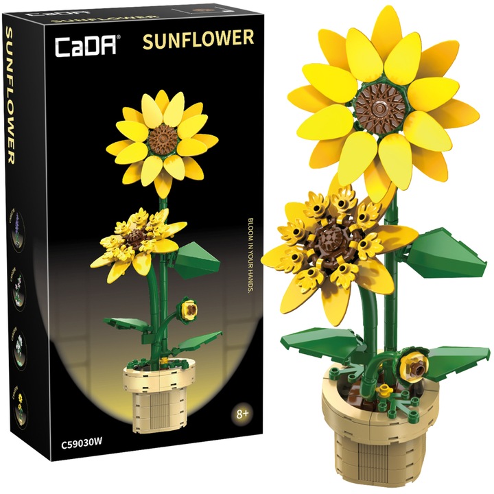Комплект блокчета за конструиране CaDA Слънчоглед в саксия 27 см C59030W 187 части