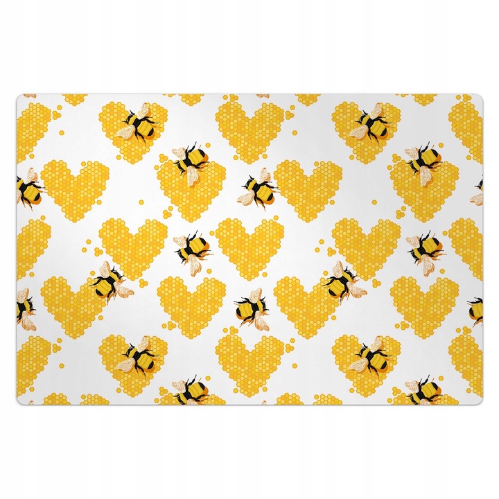 Covor interior Tasty Prints, Serce si miere, 120x80cm, rezistent la pete si uzura, material vinilic