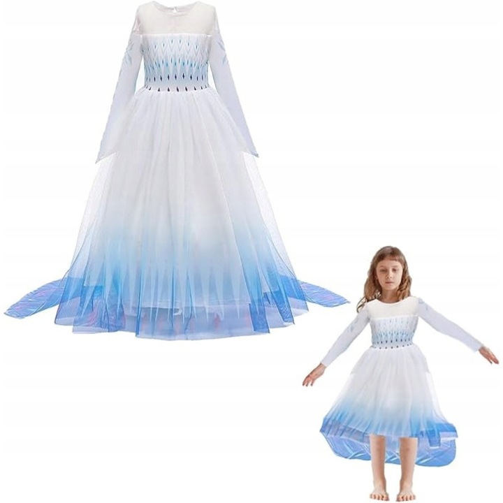 Costum Elsa, set, fusta alba, 110-120 cm