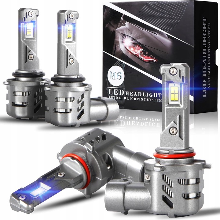 Set 4 becuri LED M6 9005 + 9006, 6500K, 30 000 lm, auto