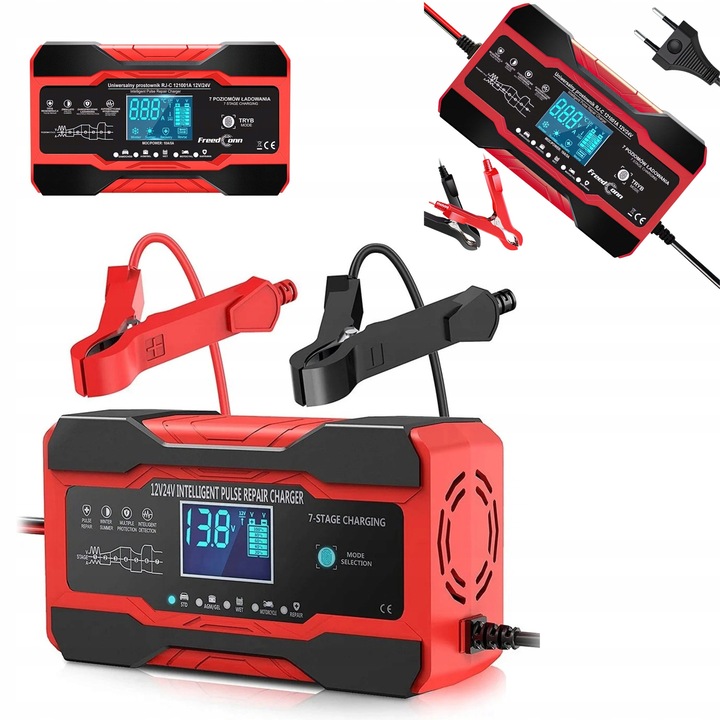 Redresor auto 12V/24V, 5 moduri de lucru, 2-150Ah, LCD, 150x100x62mm