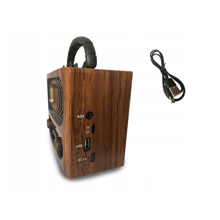 Преносимо радио РЕТРО MK-621BT, блутут, USB, AUX, акумулатор, кафяво, 170x75x120мм