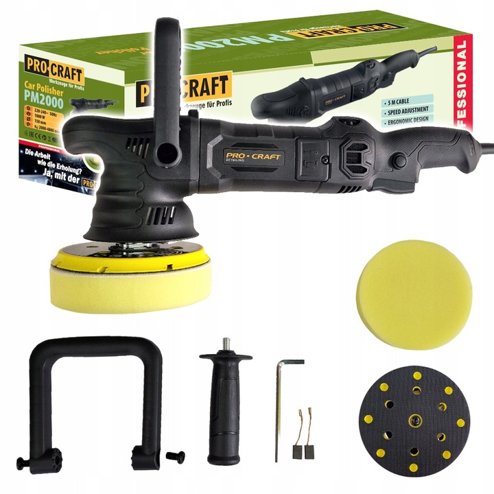 Polizor PM2000, 1000 W, 2000-4800 min, 150 mm, set complet