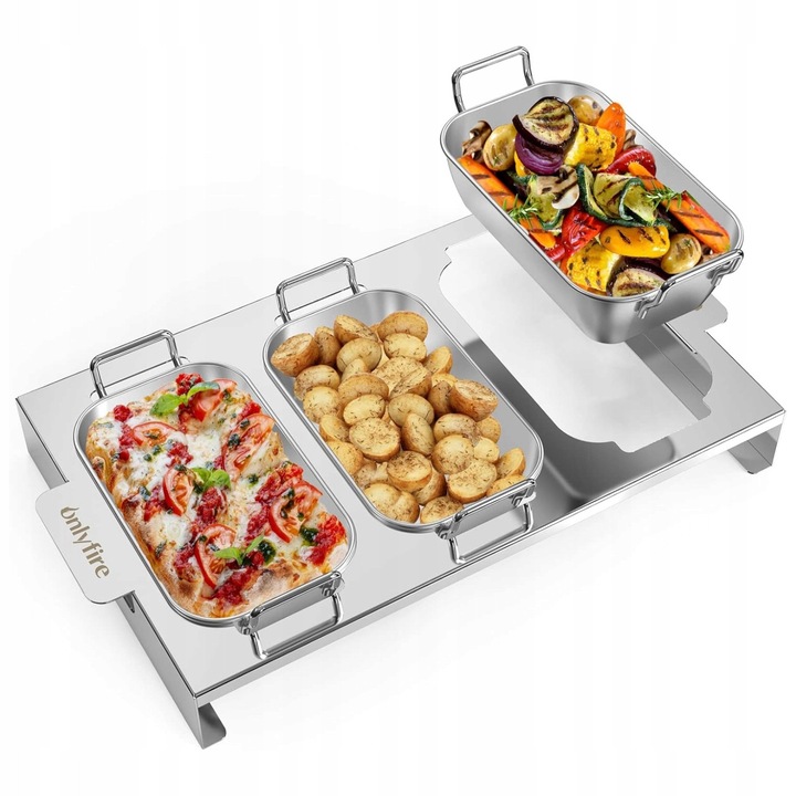 Set de cosuri pentru gratar din otel inoxidabil, 5 piese, dimensiuni cosuri 27,5x12,5x2,6cm, tava 42x28x4,5cm, multicolor