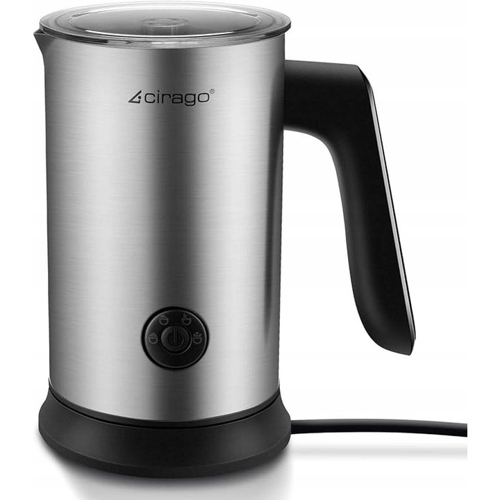 Spumator electric de lapte, 4 in 1, CIRAGO, capacitate 240ml, culoare argintie, compact