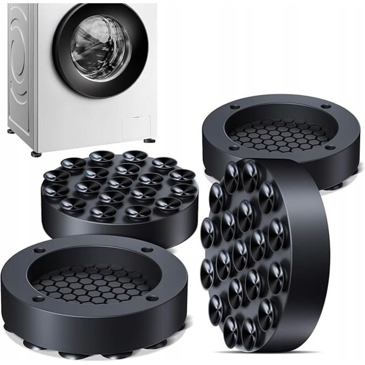Podklady antiviibrante Ezprotekt, set 4 bucati, negru, pentru masini de spalat si uscatoare