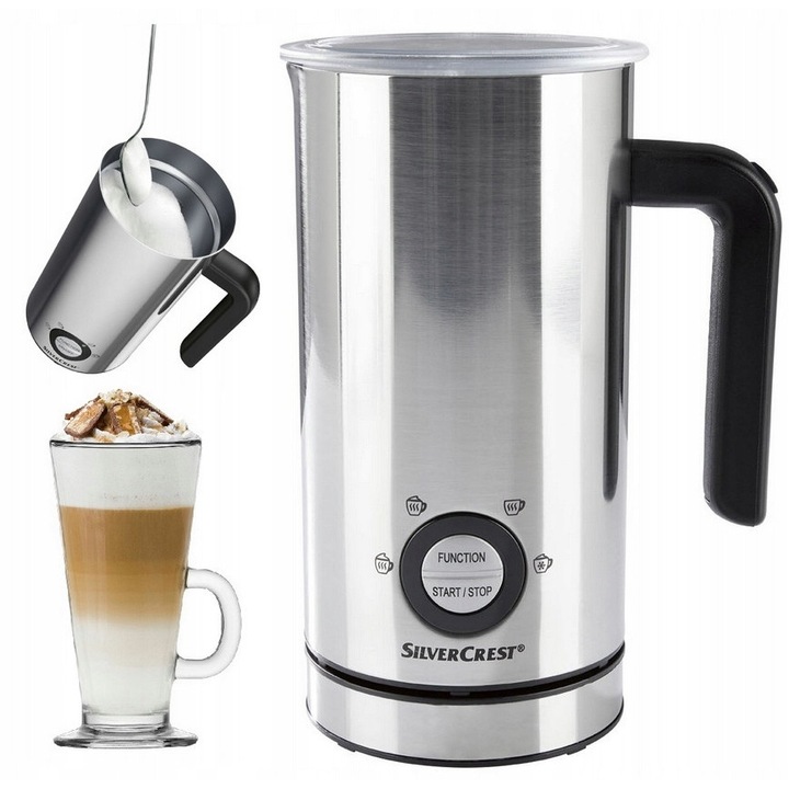 Spumator de lapte Silvercrest SMA 500 F1, 500 W, inox, 15x10x18,5cm