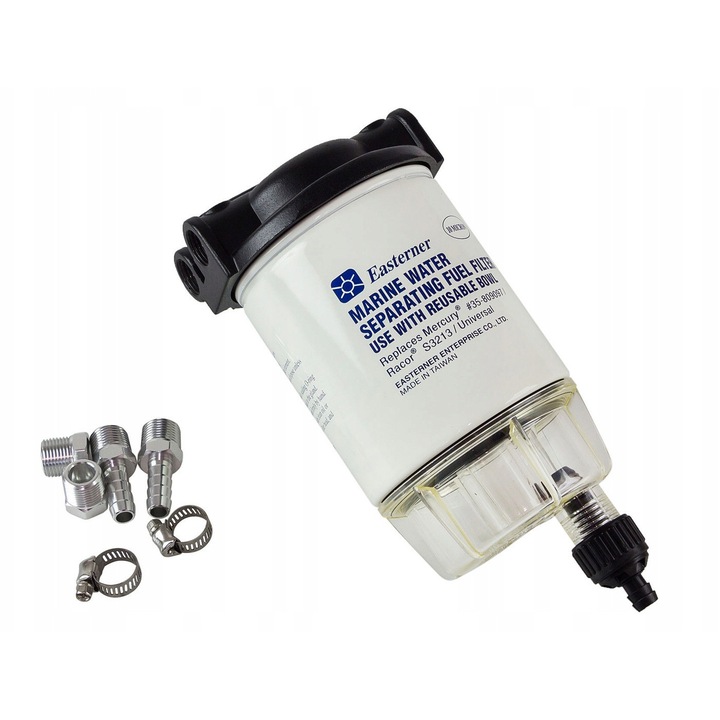 Горивен филтър с водоотделител C14573P, 230x94mm, прозрачен, комплект с 2 връзки и 2 тапи