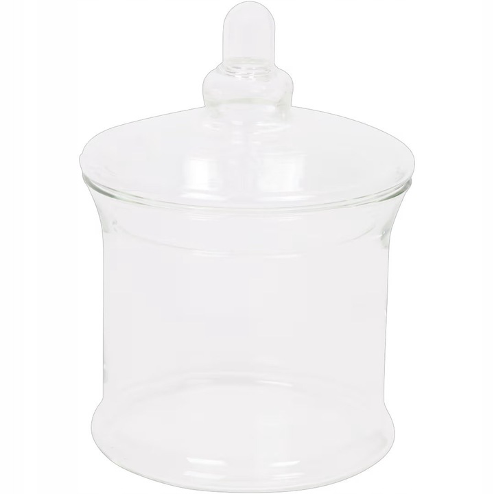 Üvegtartály fedővel, 18,5x13,8cm, átlátszó, süteményekhez és édességekhez