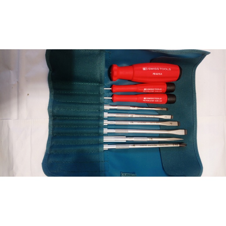 Set de surubelnite PB Swiss Tools cu capete interschimbabile, 7 capete, albastru