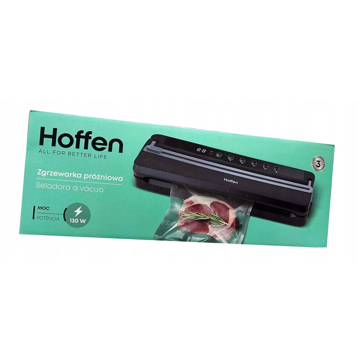 Уред за вакуумиране Hoffen, 130W, 4 режима, черен, комплект 10 торбички