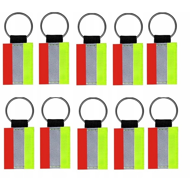 10 db fényvisszaverő kulcstartó gyerekeknek, 7x4 cm, többszínű