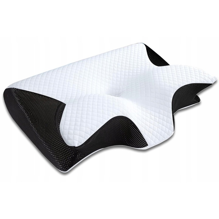 Perna ergonomica pentru gat cu memorie, 60x40cm, hipoalergenica, alba