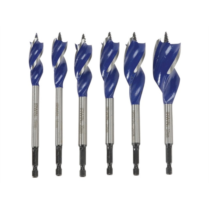 Set de 6 bormasini spiralate pentru lemn, 16,5cm