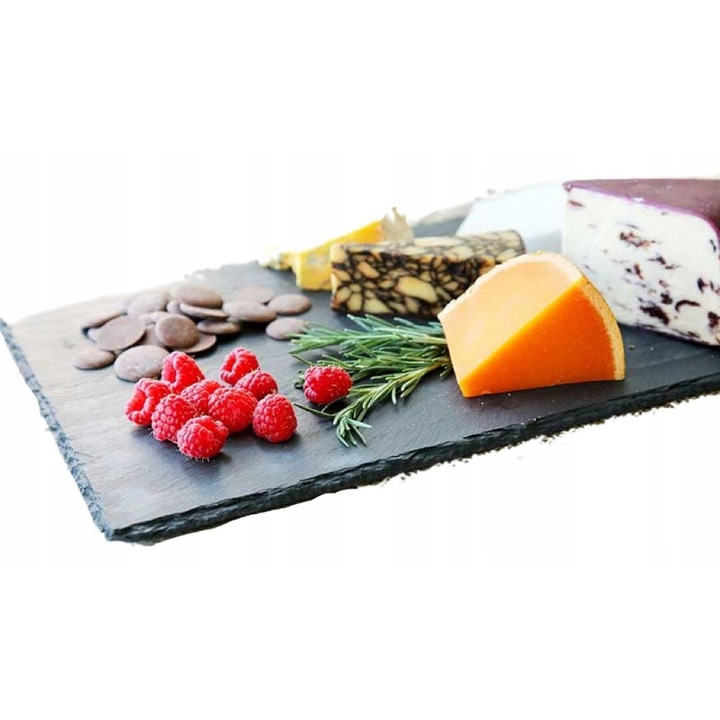 Platou rectangular 30x15 cm din natural lupek, ecologic, pentru utilizare in congelator sau frigider, set de 4 bucati