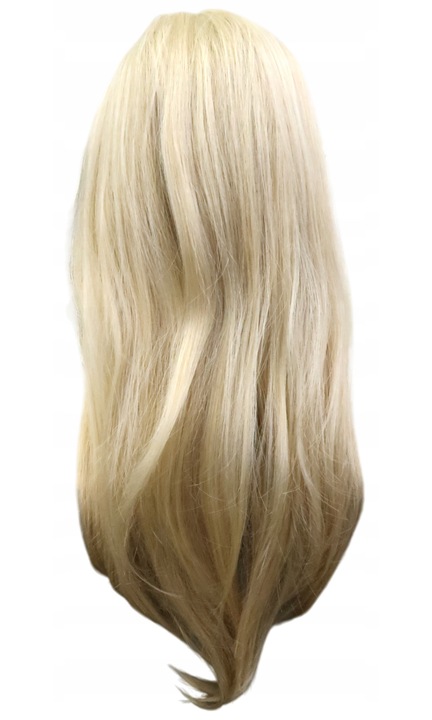 Peruca sintetica YILIA, blond, drept, cu breton, set 2x caciuli