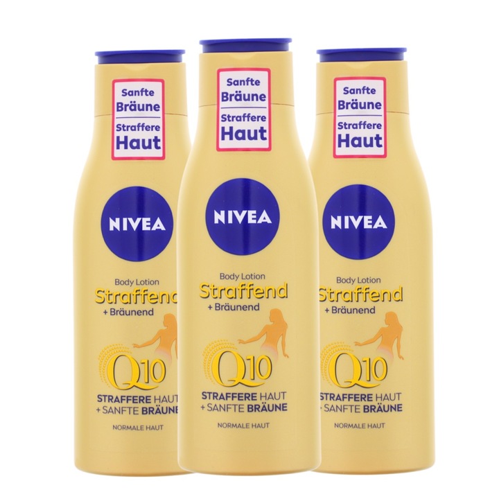 Loțiune de Corp NIVEA Q10 Fermitate și Autobronzant – 3 x 200 ml