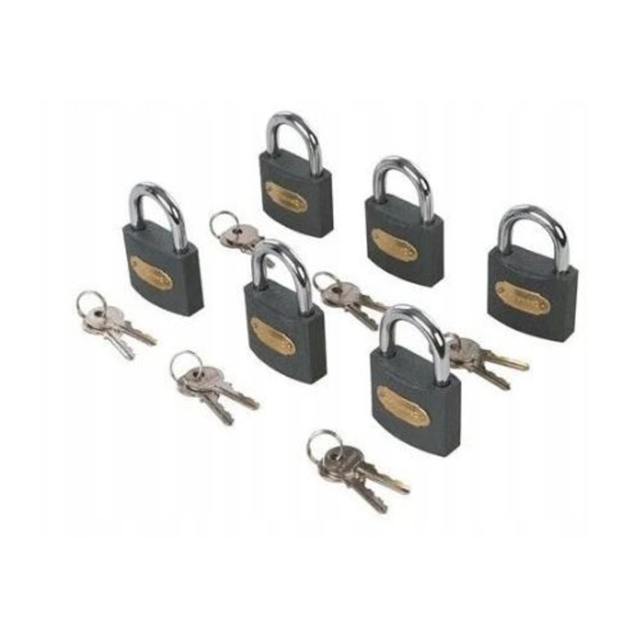 Катинари с дъга, 50 мм, метални, комплект 6 броя, 3 ключа