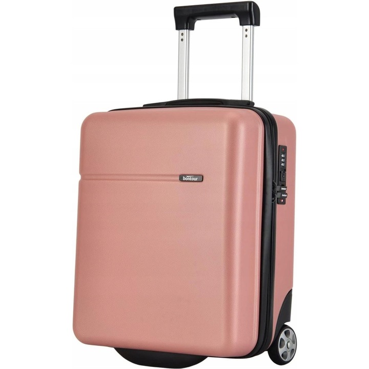 Troler Bontour Cabinone, 45x36x20 cm, 30L, culoare Rosegold, 2 roti, sistem de securitate cu fermoar