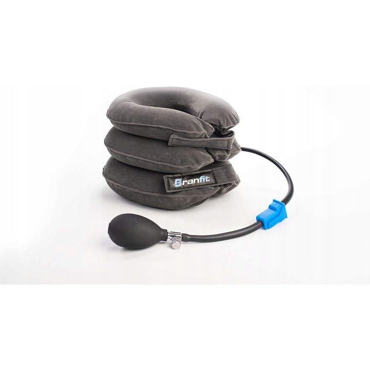 Suport ortopedic pentru gat, perna gonflabila, ajustabila, material din microfibra, dimensiuni compacte