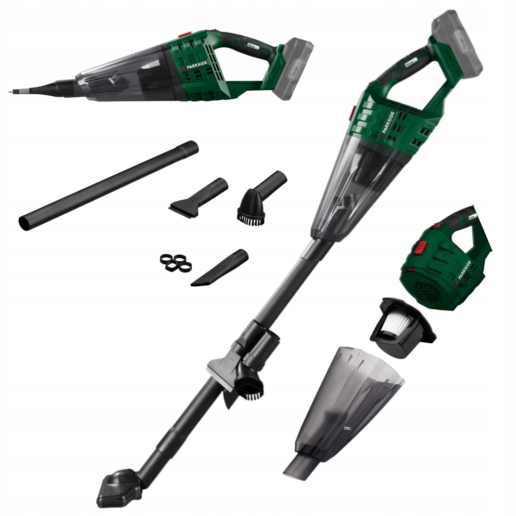 Aspirator manual fara fir 20V, 7 in 1, compact, accesorii pentru curatare umeda si uscata, set complet