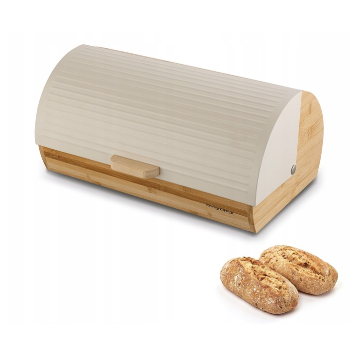 Kenyértartó bambusz Konighoffer Fushion, krémszínű, 36x22x17cm, 1 db-os készlet.