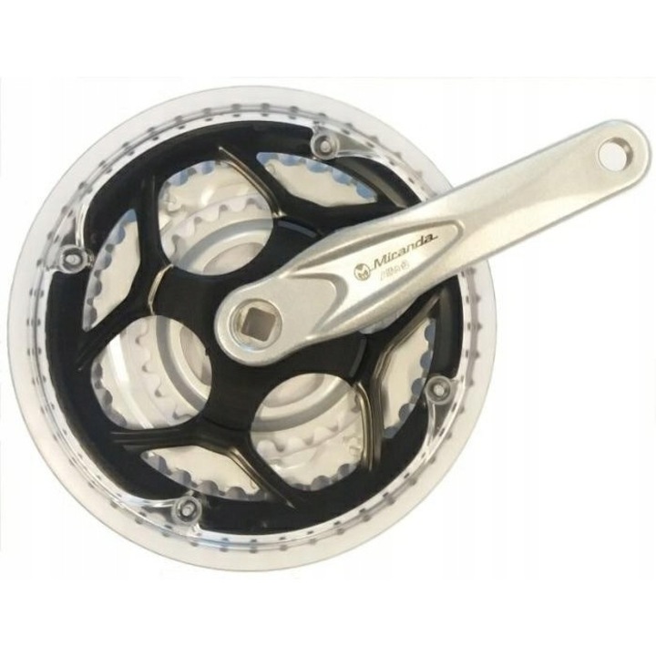 Korba MTB Miranda Beta-3 3x8 48/38/28, 170mm, aluminiu, argintie, set complet