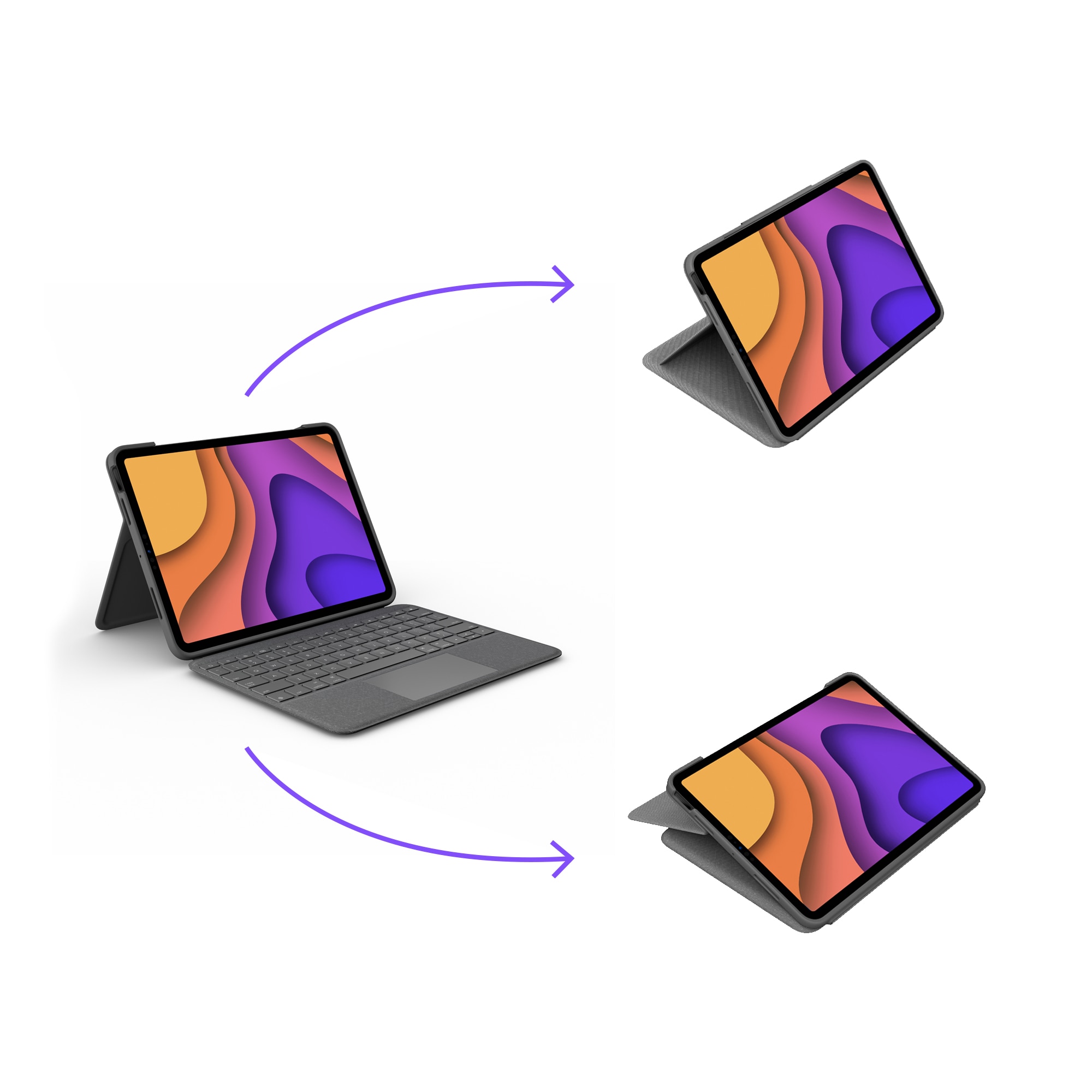 Husa cu tastatura Logitech Folio Touch, pentru iPad Air, trackpad, gri